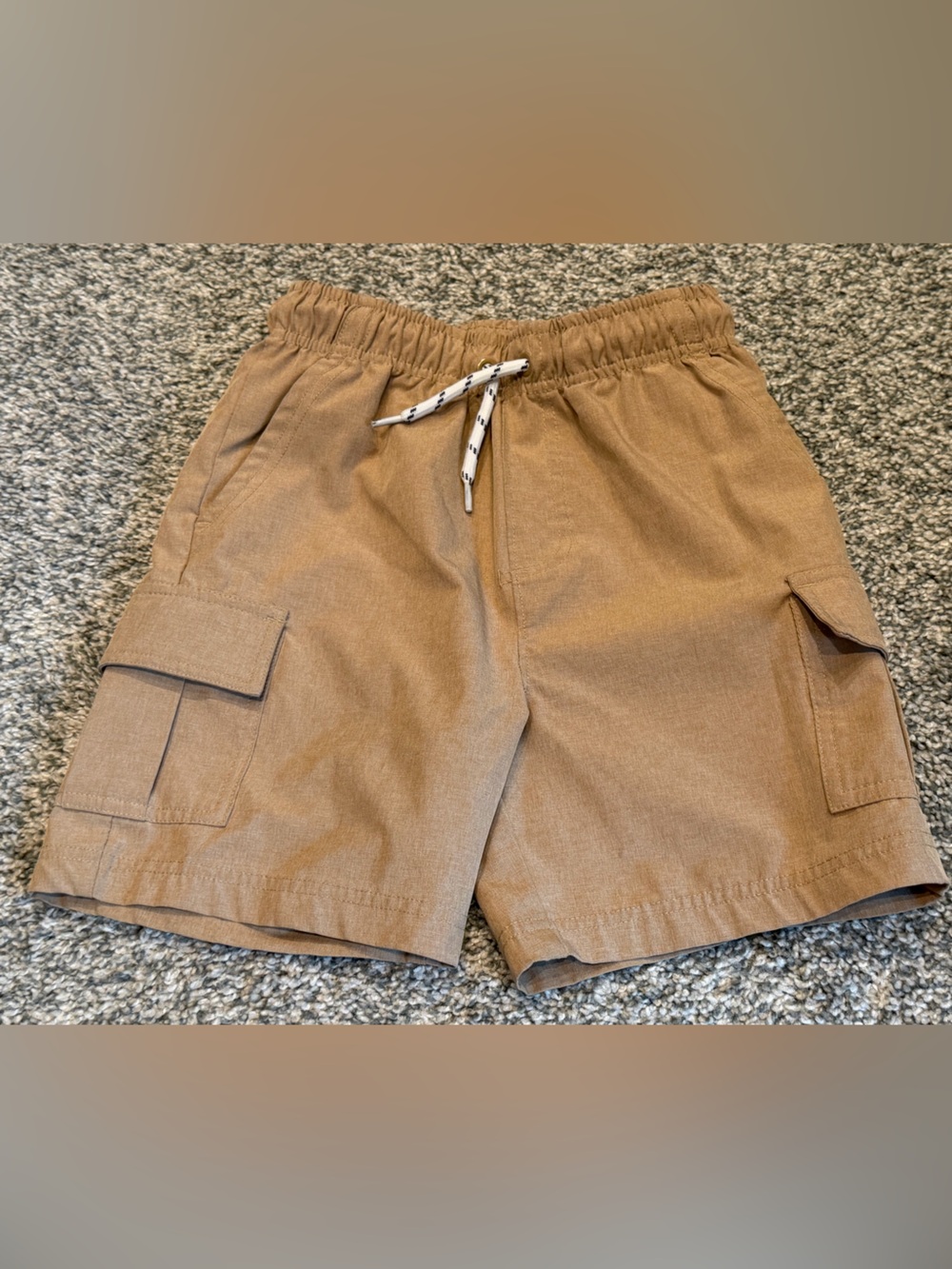 Tommy Bahama Kids Tan Khaki Cargo Shorts Elastic Waist Drawstring Utility Size 4